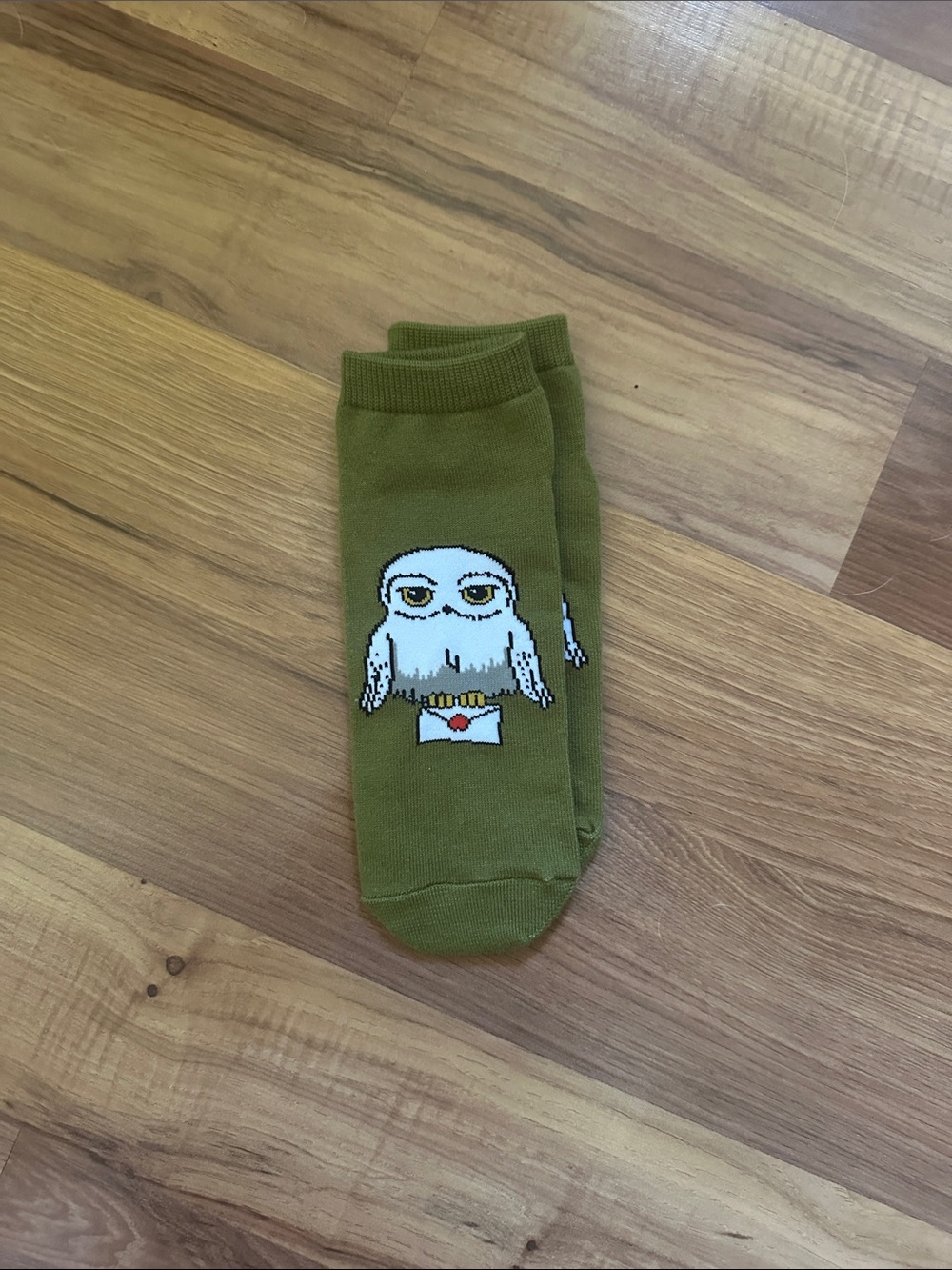 Olive Green Novelty Owl Crew Socks for Men - Picture 1 of 3